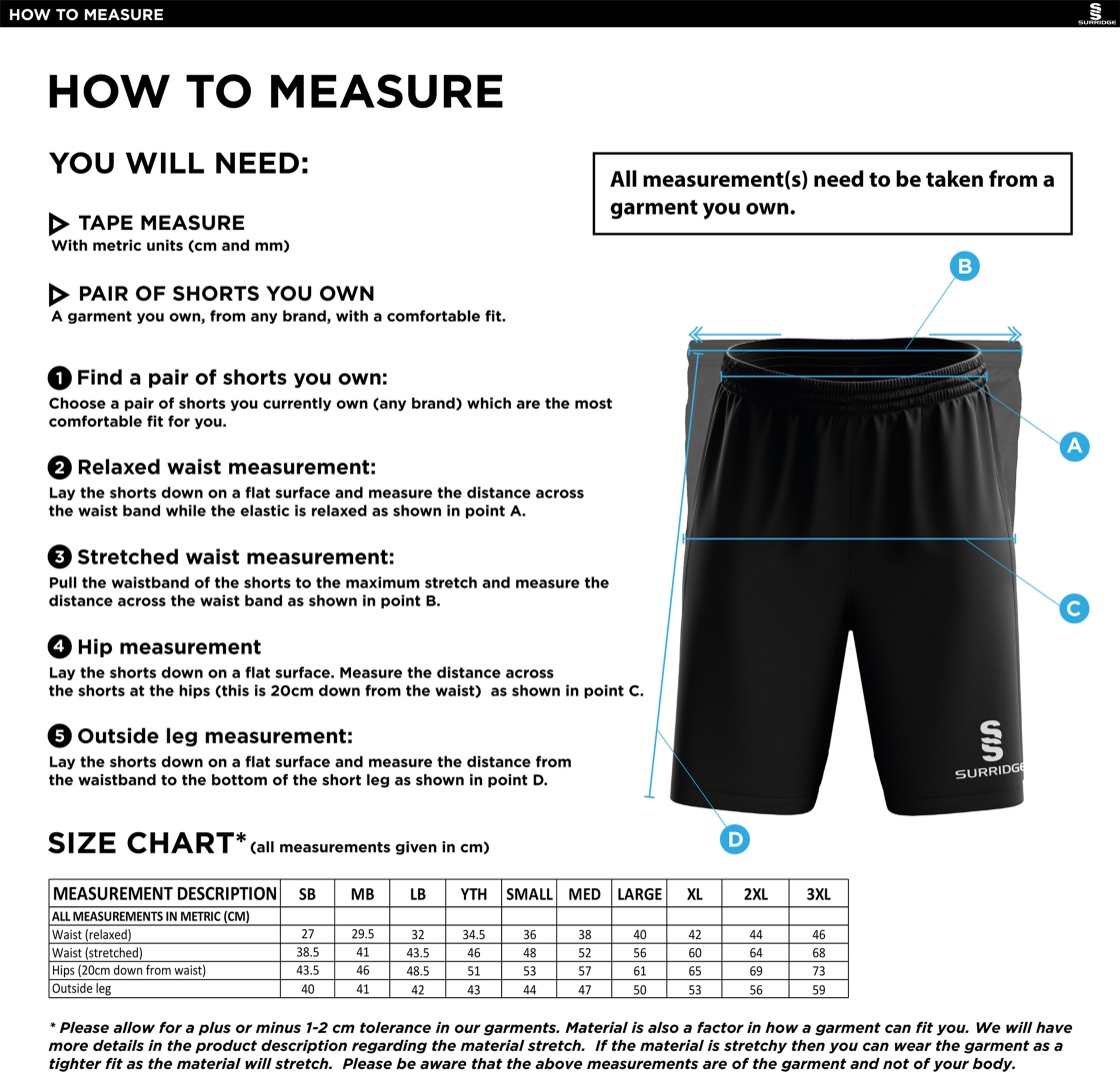 Cramlington CC Blade Shorts - Size Guide